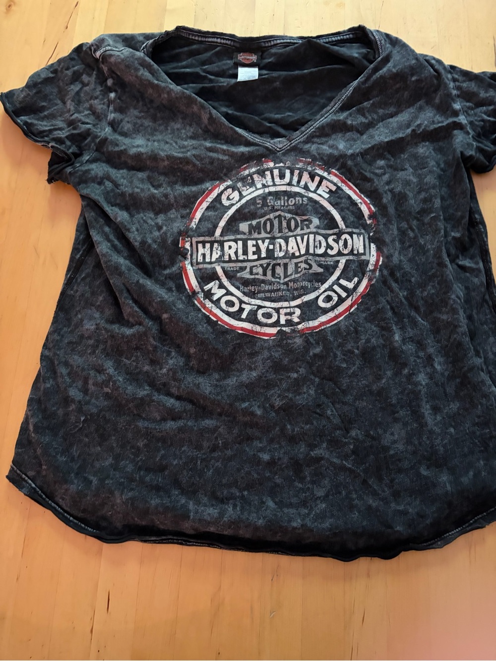 Harley-Davidson Black Distressed Logo V-Neck Tee